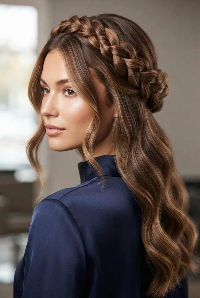 The Textured Boho Crown Twist — peinados con trenzas elegantes style outfit