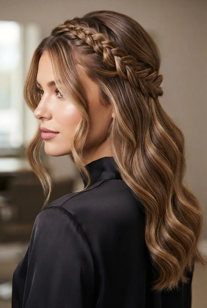 The Side-Pinned Lace Braid Sweep — peinados con trenzas elegantes style outfit
