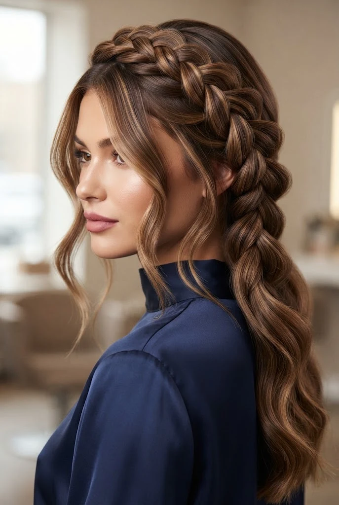 The Asymmetric Side-Swept Dutch Braid — peinados con trenzas elegantes style outfit