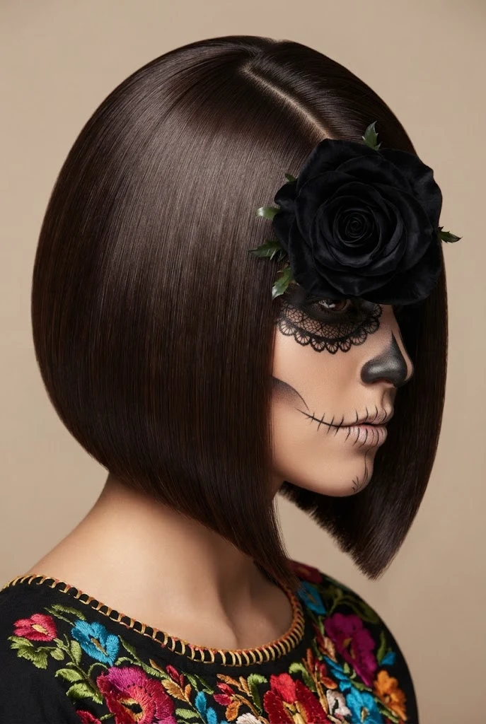 Minimalist Black Rose Side Tuck — peinados de catrinas cabello corto style outfit