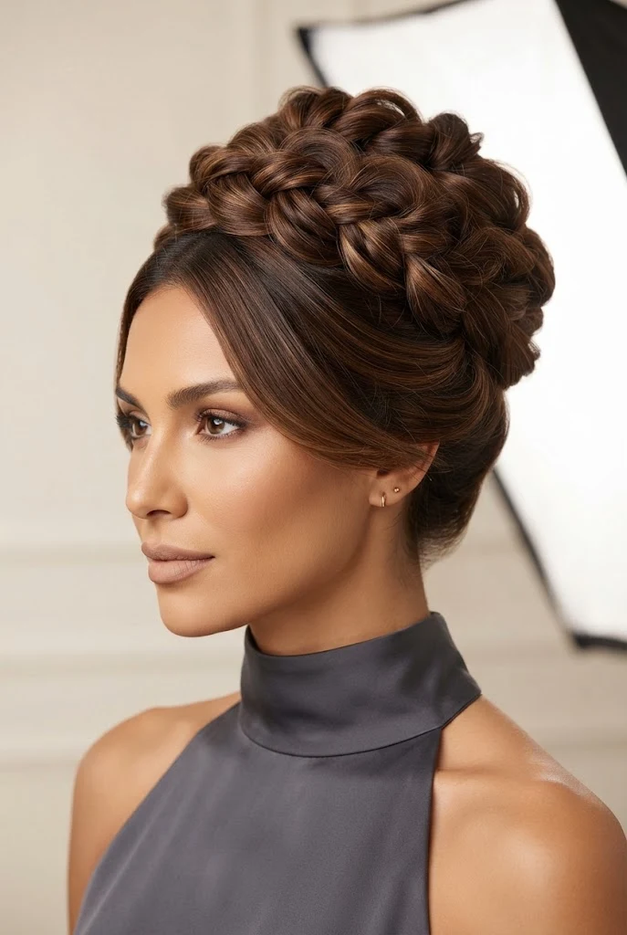 Softly Twisted Halo High Updo — peinados de chongos elegantes style outfit