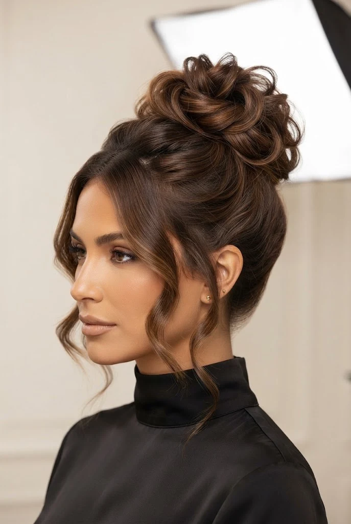 Voluminous Messy Top Knot — peinados de chongos elegantes style outfit