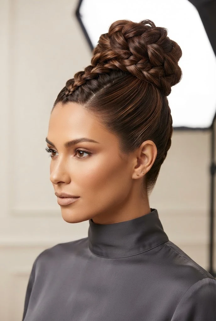 Braided Mohawk High Bun — peinados de chongos elegantes style outfit