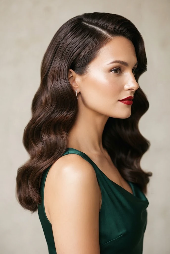 Hollywood Glamour Deep-Part Waves — peinados de lado elegantes style outfit