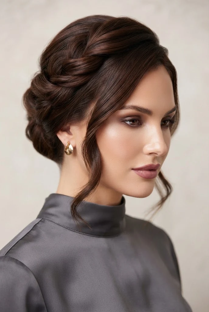 Asymmetric Textured French Twist — peinados de lado elegantes style outfit