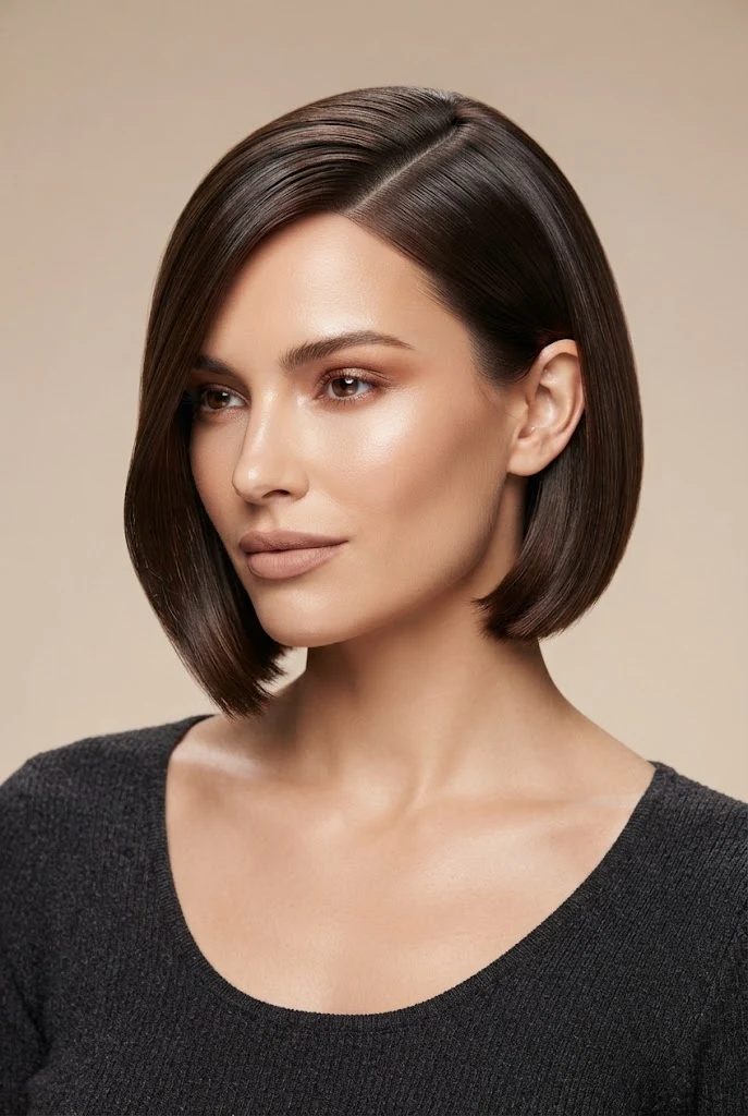 Deep Side Part with Smoothing Serum — peinados diarios faciles cabello corto style outfit