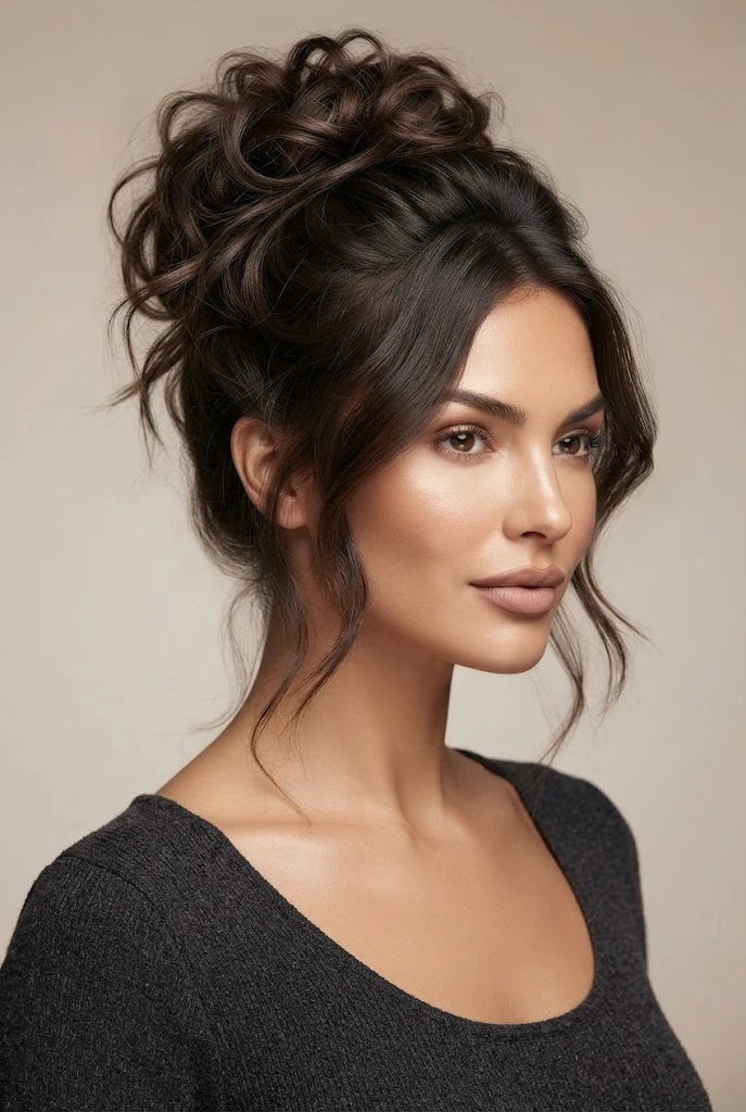 Messy Bun for Faux-Long Bobs — peinados diarios faciles cabello corto style outfit