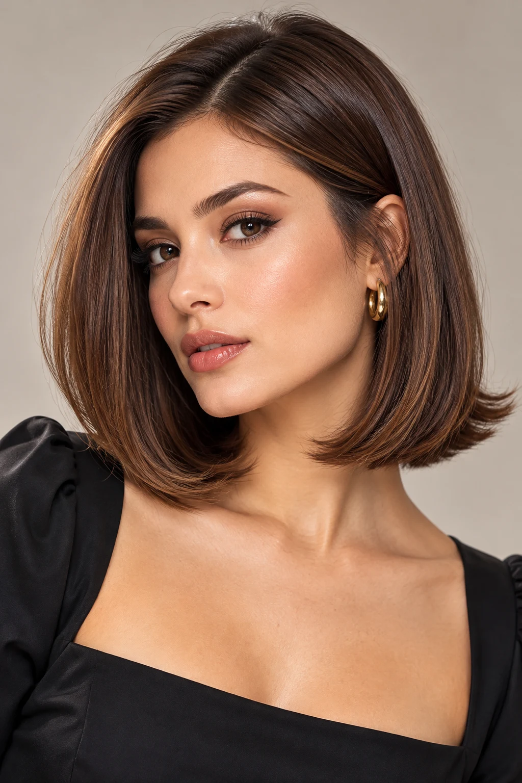Polished Straight Lob With Flipped Ends — peinados elegantes cabello corto style outfit