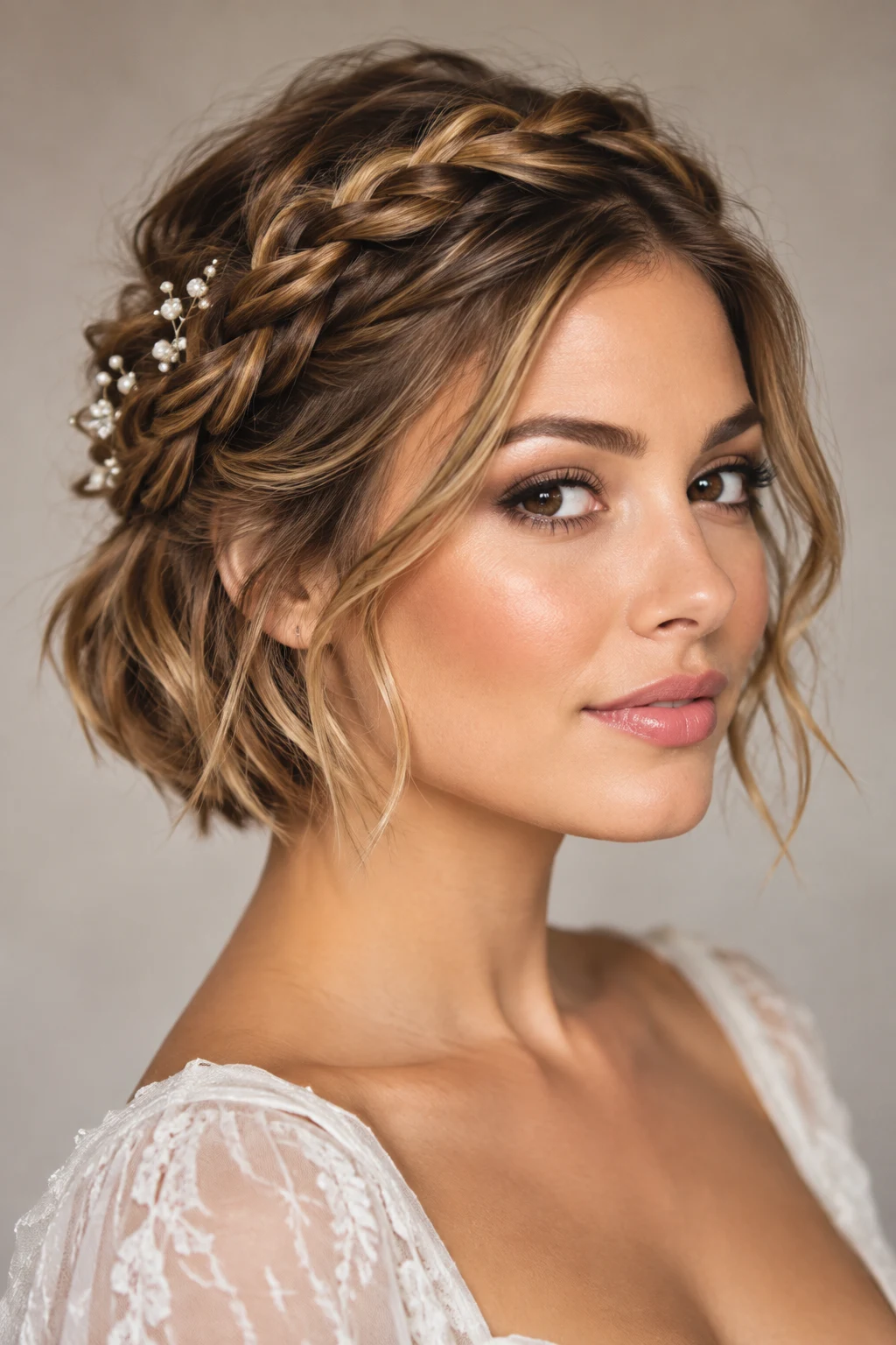 Braided Crown for Short Hair — peinados elegantes cabello corto style outfit
