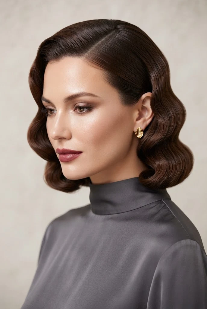 Glossy Retro Waves for Bobs — peinados elegantes cabello corto suelto style outfit