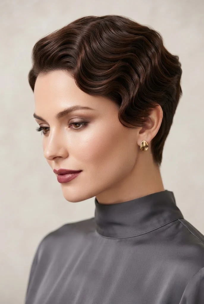 Soft Brushed-Out Finger Waves for Crops — peinados elegantes cabello corto suelto style outfit
