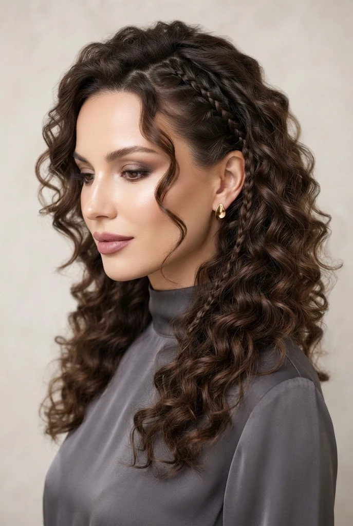 Tousled Curls with Micro-Braided Accent — peinados elegantes cabello corto suelto style outfit