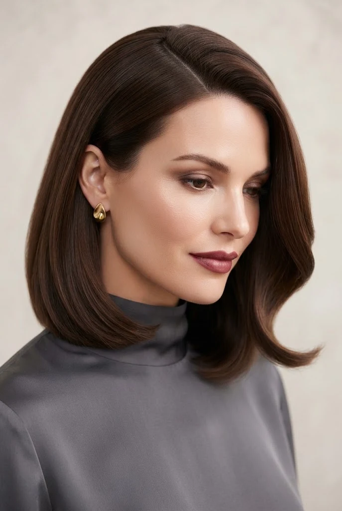 Softly Curbed Lob with a Deep Side Part — peinados elegantes cabello corto suelto style outfit