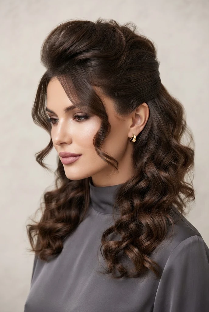 Voluminous Crown Lift with Cascading Ends — peinados elegantes cabello corto suelto style outfit