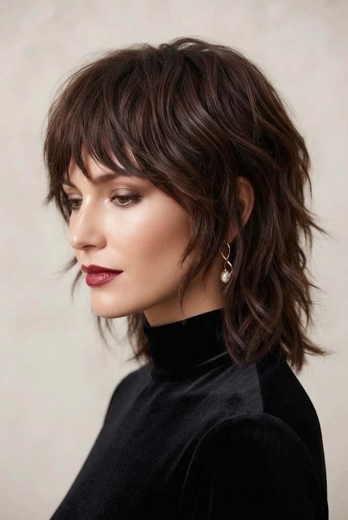 Piecey Textured Shag for Holiday Parties — peinados elegantes cabello corto suelto style outfit