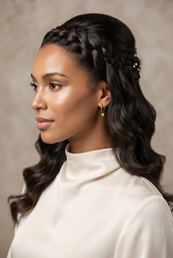 The Waterfall Braid Half-Up Flow — peinados elegantes cabello medio style outfit
