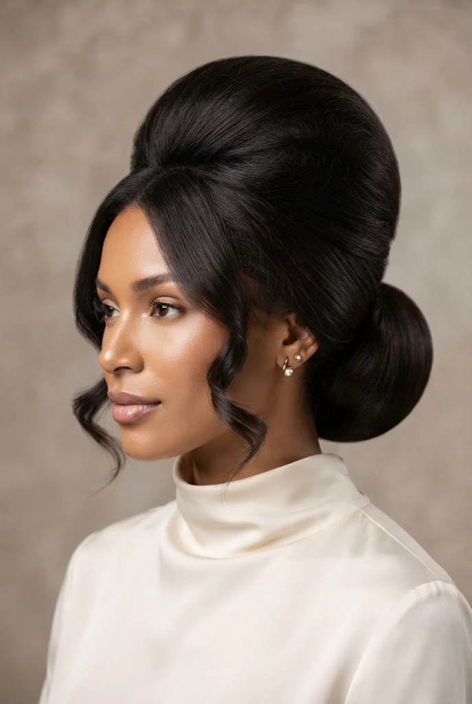 The Puffed Crown Retro Tease — peinados elegantes cabello medio style outfit