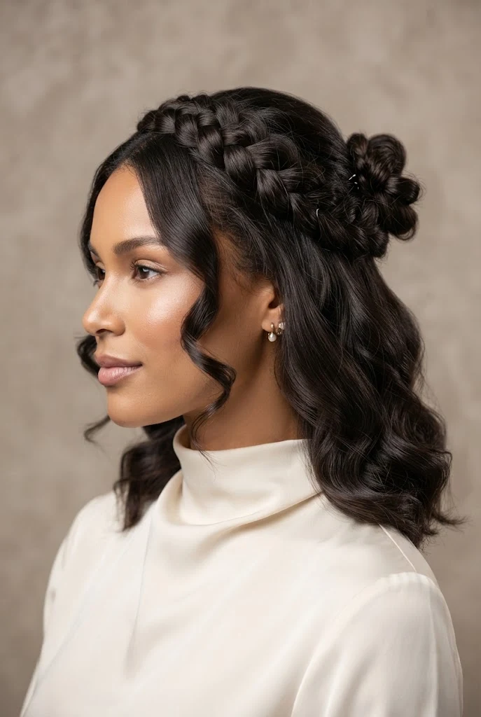 The Braided Crown Half-Up Knot — peinados elegantes cabello medio style outfit