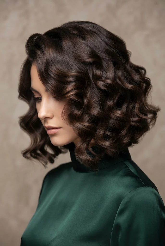 Glamorous Bob with Deep Curls — peinados elegantes con rizos style outfit