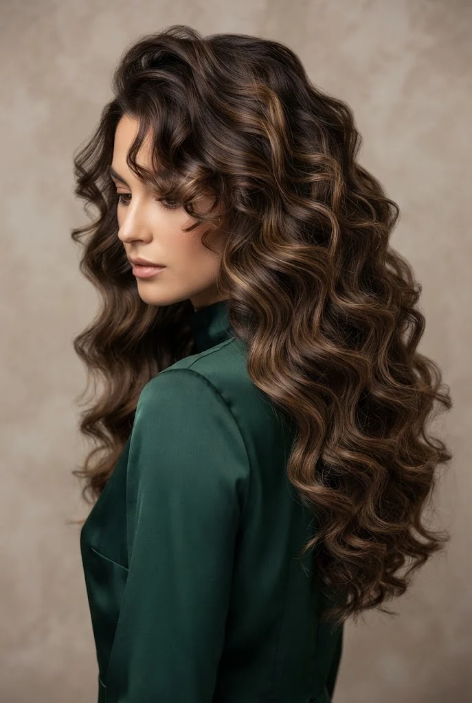 Voluminous Cascading Curls — peinados elegantes con rizos style outfit