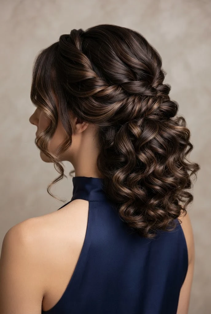 Sophisticated Twisted Updo with Curls — peinados elegantes con rizos style outfit