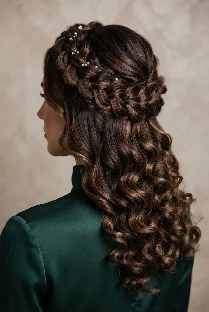 Half-Up Crown of Curls — peinados elegantes con rizos style outfit