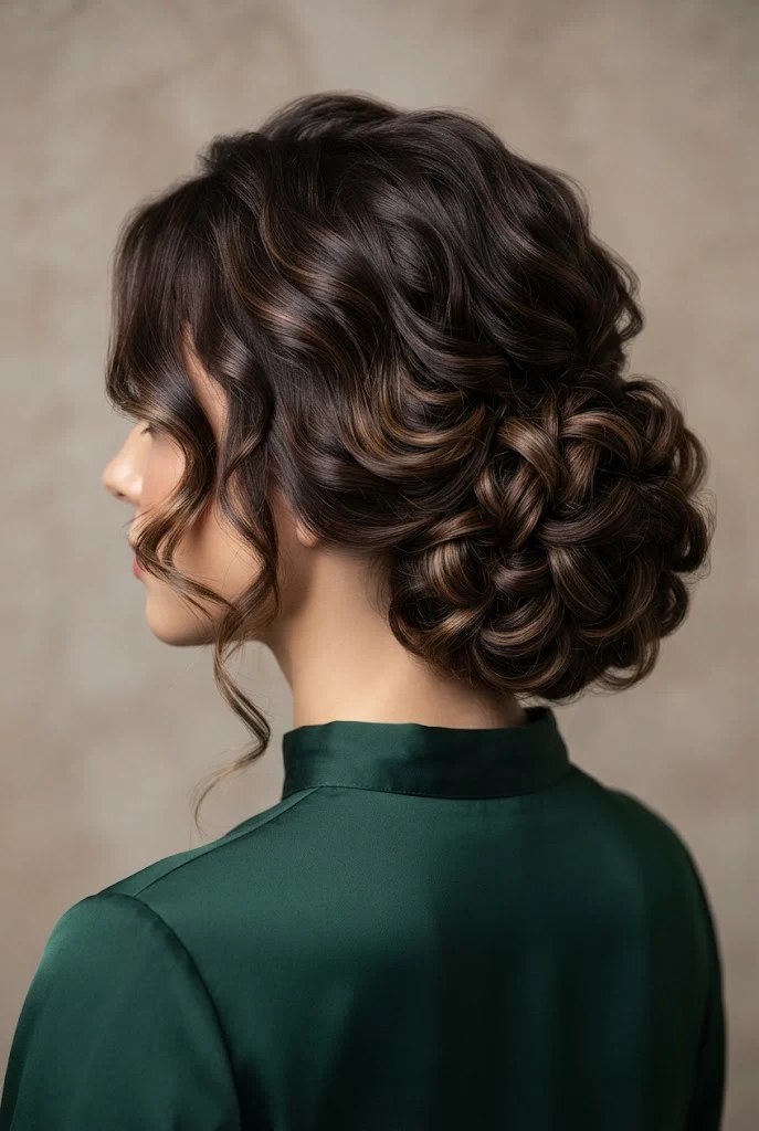 Romantic Curly Chignon — peinados elegantes con rizos style outfit
