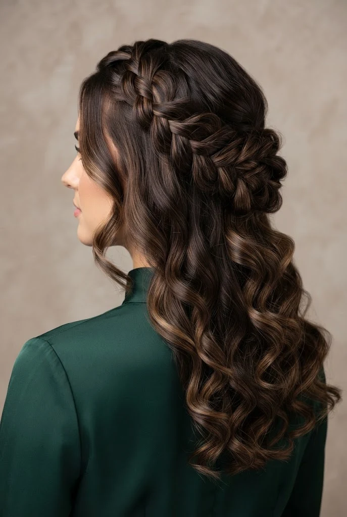 Braided Accent with Loose Curls — peinados elegantes con rizos style outfit