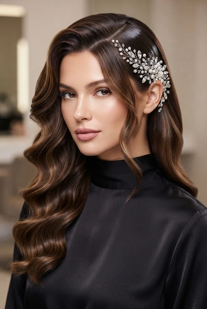 The Crystal-Embellished Side Sweep — peinados elegantes de moda style outfit