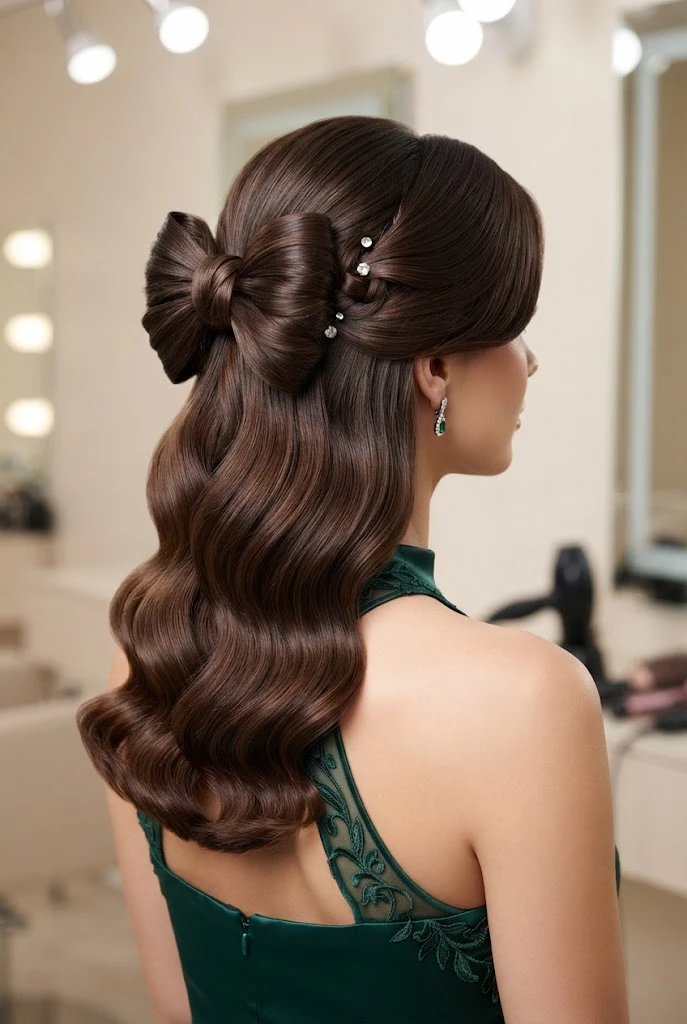 Soft Bow-Knot Half-Up — peinados elegantes de noche fiestas style outfit