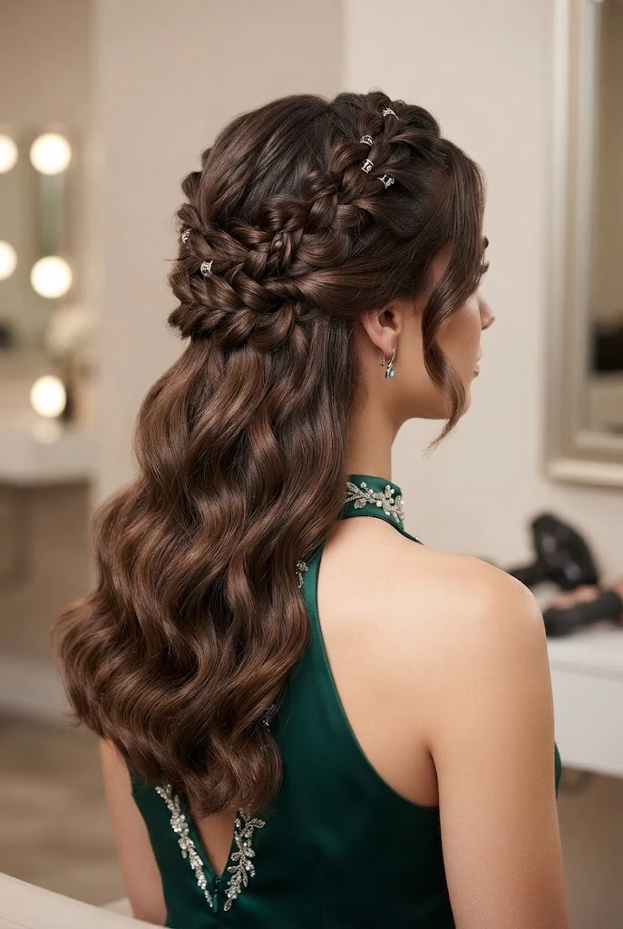 Double-Twist Bohemian Half-Up — peinados elegantes de noche fiestas style outfit