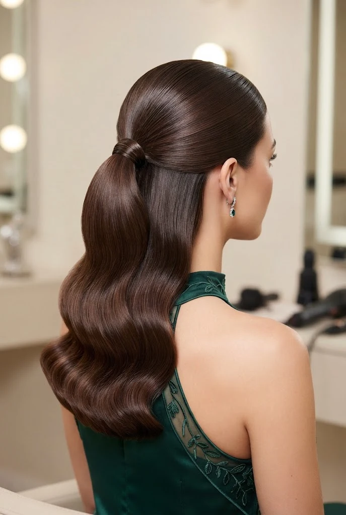 Sleek Glass-Finish Half-Up — peinados elegantes de noche fiestas style outfit