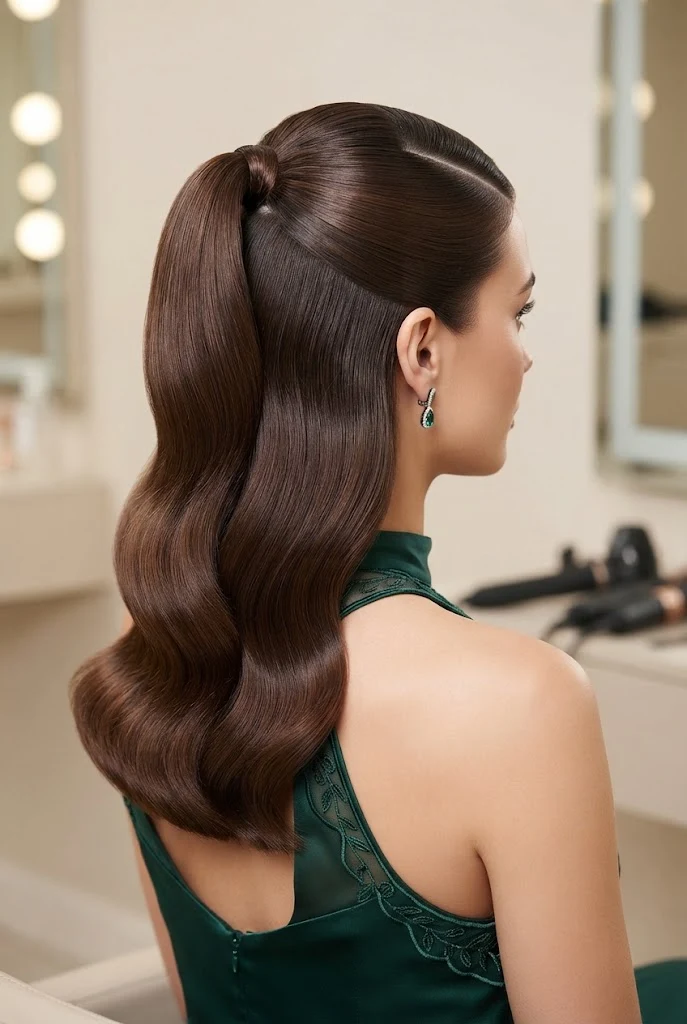 Sleek Side-Part Half-Up — peinados elegantes de noche fiestas style outfit