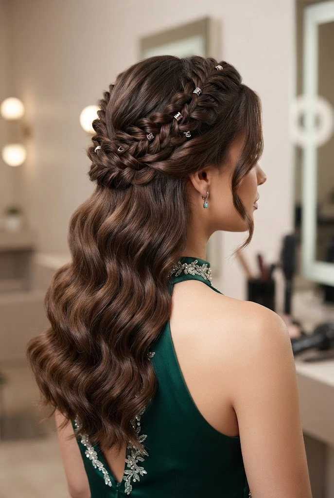 Textured Boho Braid Half-Up — peinados elegantes de noche fiestas style outfit