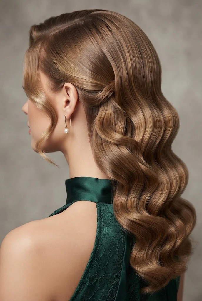 Polished Retro Side Swept Waves — peinados elegantes fÃ¡ciles style outfit