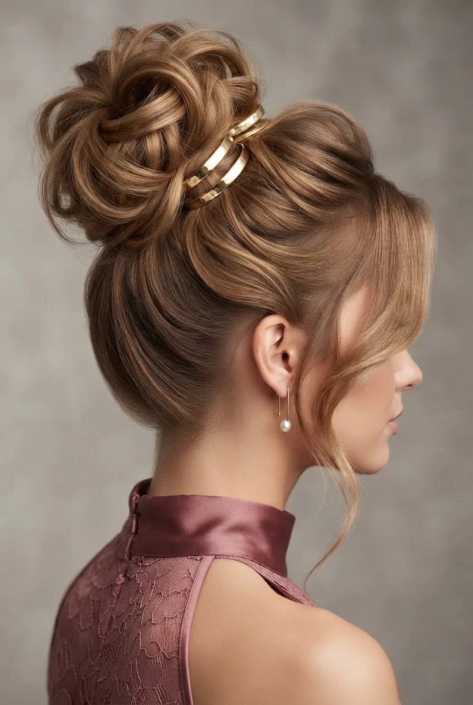 Voluminous Messy Top Knot with Cuffs — peinados elegantes fÃ¡ciles style outfit