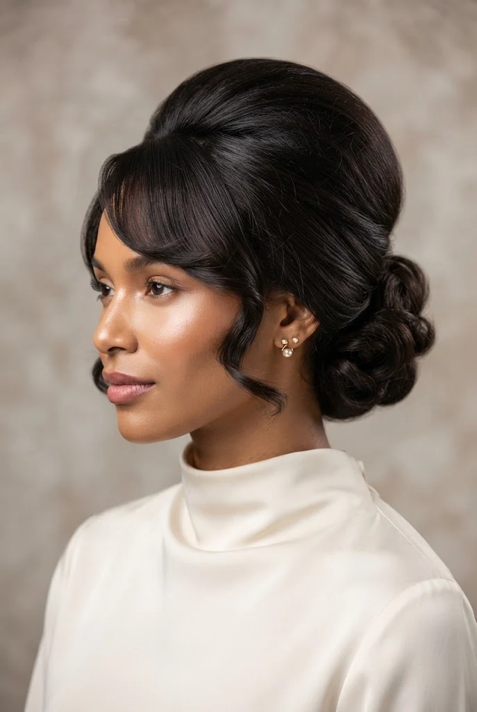 The Puffed Crown Retro Tease — peinados elegantes largos style outfit