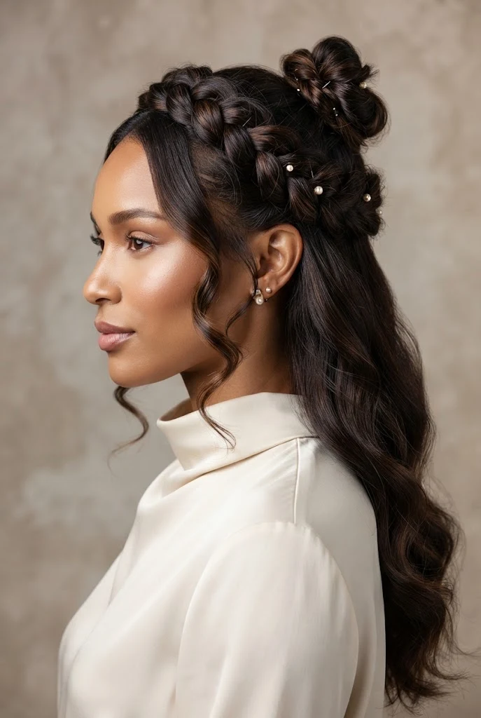 The Braided Crown Half-Up Knot — peinados elegantes largos style outfit