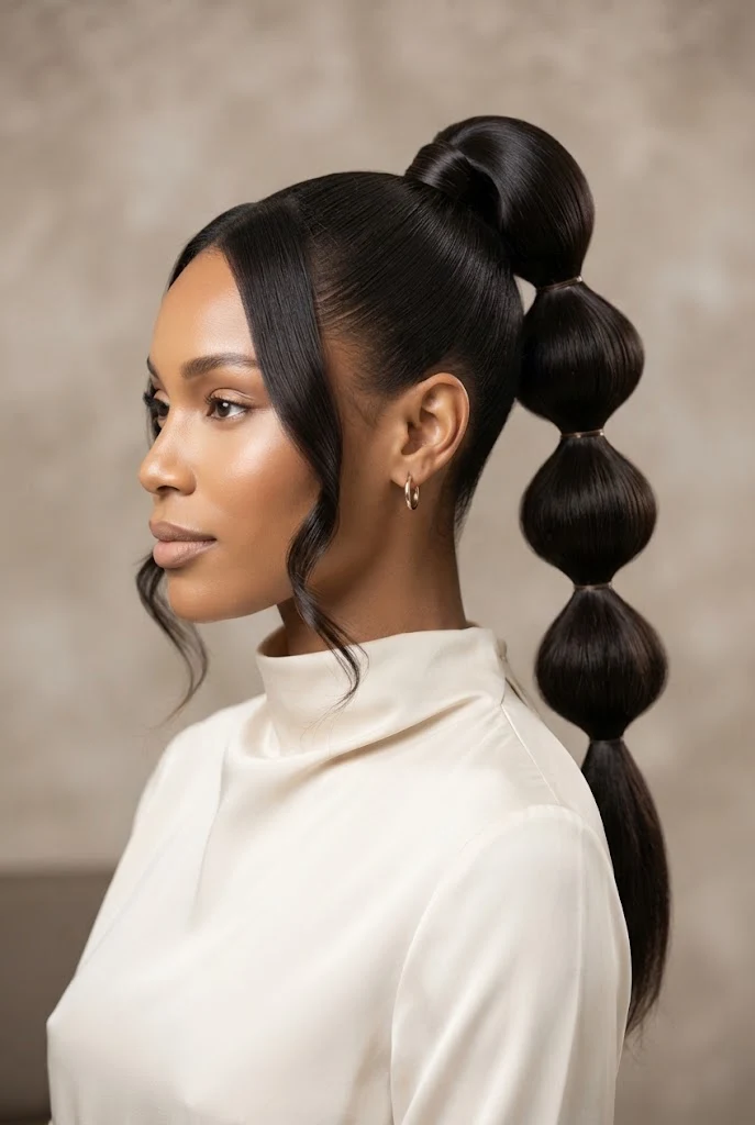 The Sleek High Bubble Ponytail — peinados elegantes largos style outfit