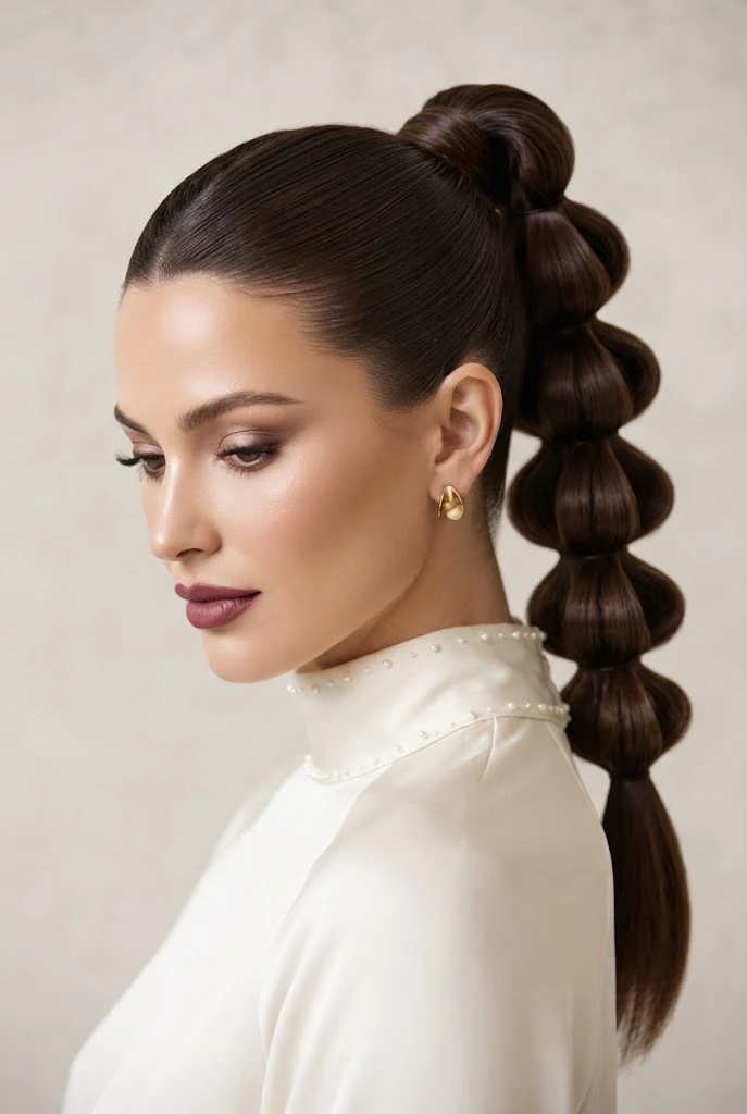 High Ponytail with Hidden Elastics and Inverted Loops — peinados elegantes para boda style outfit
