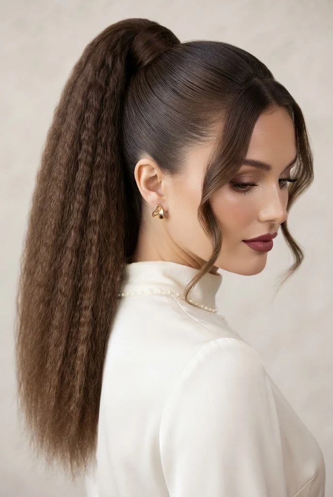 High Tail with Softly Crimped Texture — peinados elegantes para boda style outfit