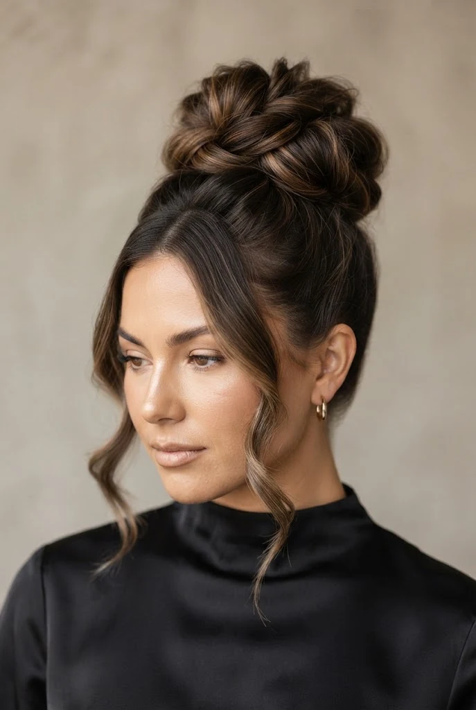 The High Volume Top Knot — peinados elegantes para cara redonda style outfit