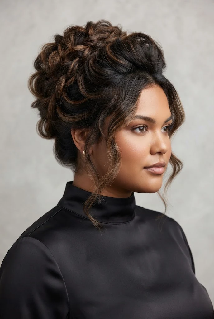 Textured Boho Updo with Height — peinados elegantes para cara redonda style outfit