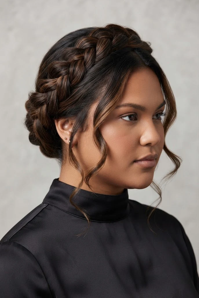Braided Crown Updo — peinados elegantes para cara redonda style outfit