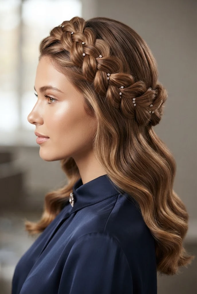 The Braided Halo Crown — peinados elegantes para graduacion style outfit