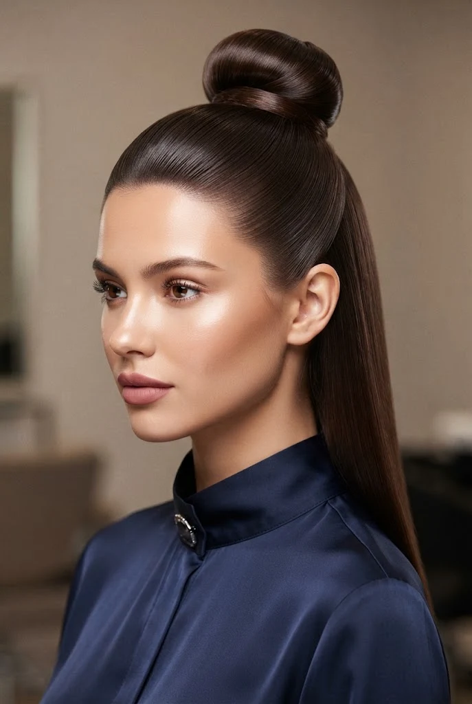 The Sleek Glass-Hair Top Knot — peinados elegantes para graduacion style outfit