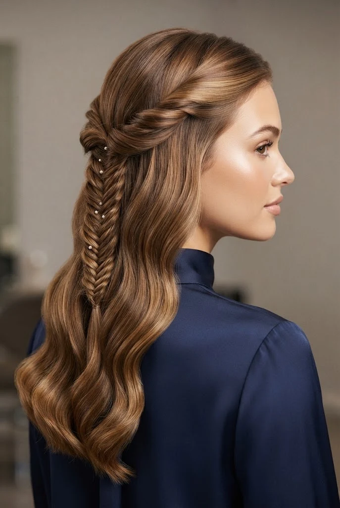 The Twisted Fishtail Half-Up — peinados elegantes para graduacion style outfit