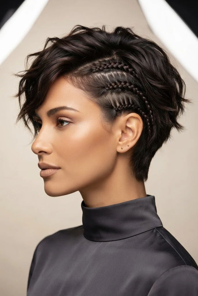 Textured Crop with Micro-Braid Accents — peinados elegantes para pelo corto style outfit