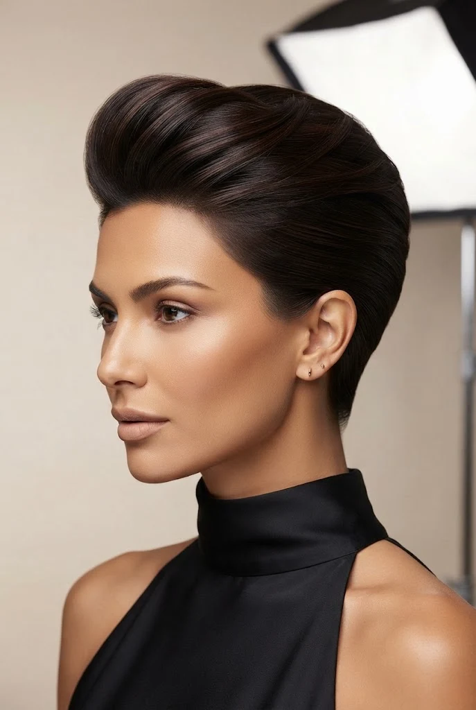 Elevated Quiff with Tucked Sides — peinados elegantes para pelo corto style outfit
