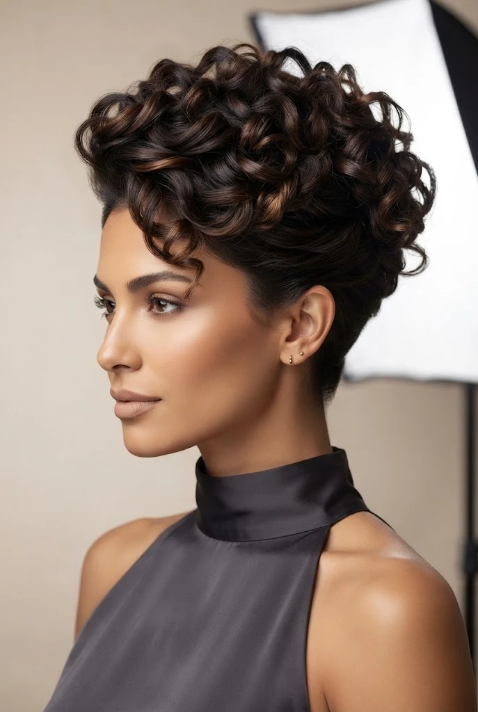 Textured Curly Pixie Updo Illusion — peinados elegantes para pelo corto style outfit